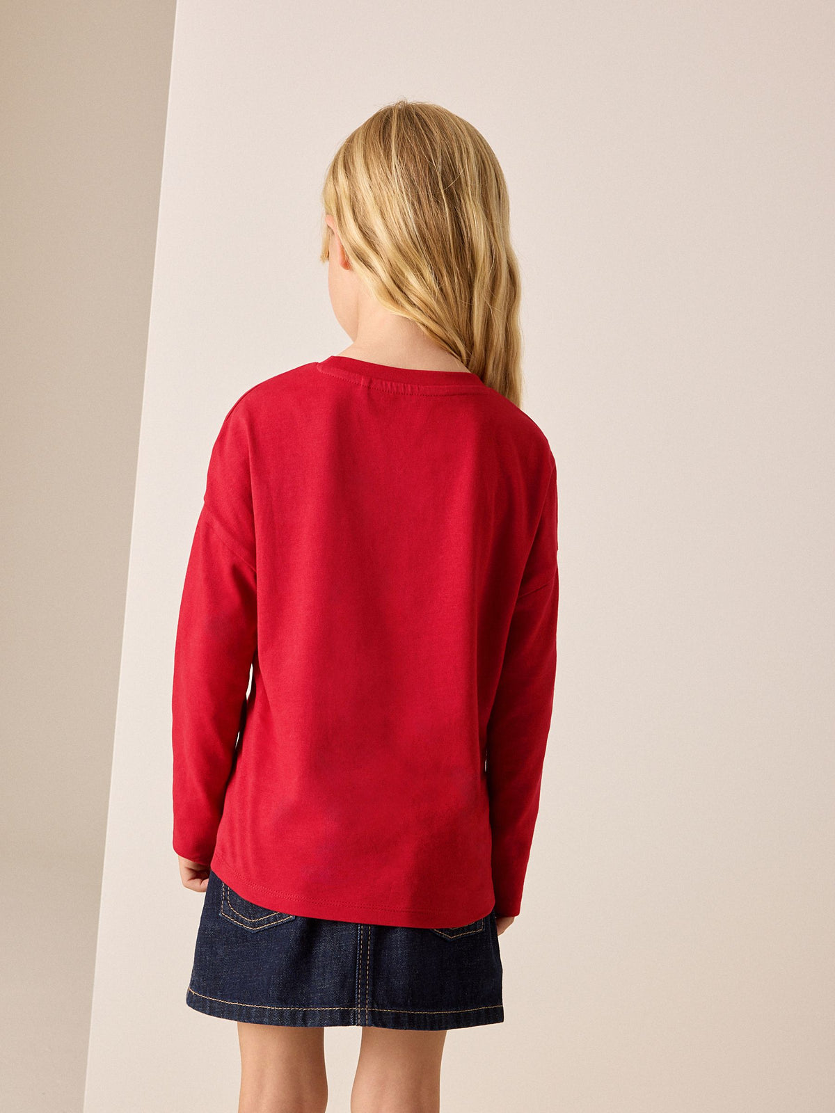 Red Long Sleeve Sequin Heart Top (3-16yrs)