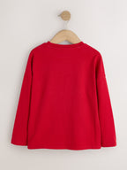 Red Long Sleeve Sequin Heart Top (3-16yrs)