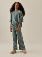 Teal Blue Cord Long Sleeve and Wide Leg Set (3-16yrs)