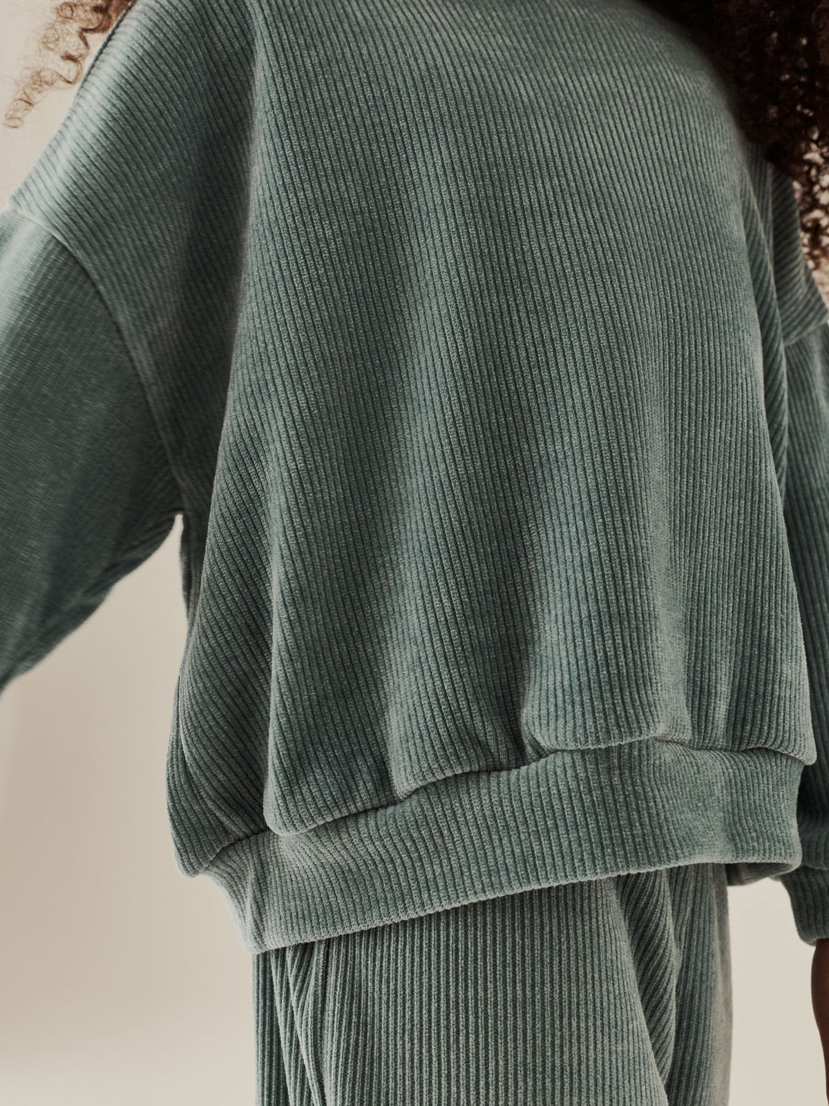 Teal Blue Cord Long Sleeve and Wide Leg Set (3-16yrs)