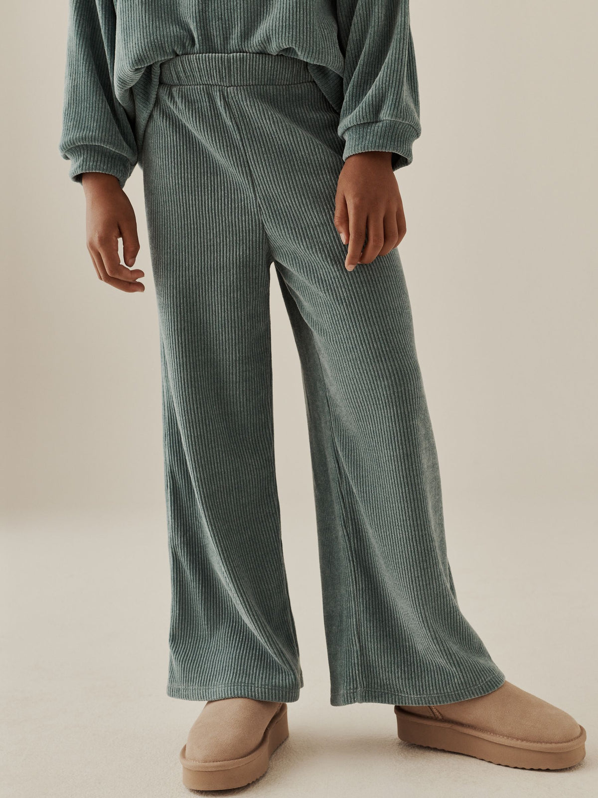 Teal Blue Cord Long Sleeve and Wide Leg Set (3-16yrs)