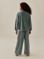Teal Blue Cord Long Sleeve and Wide Leg Set (3-16yrs)