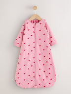 Pink/Red Heart 2.5 Tog Removable Sleeve Baby Sleep Bag