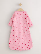 Pink/Red Heart 2.5 Tog Removable Sleeve Baby Sleep Bag