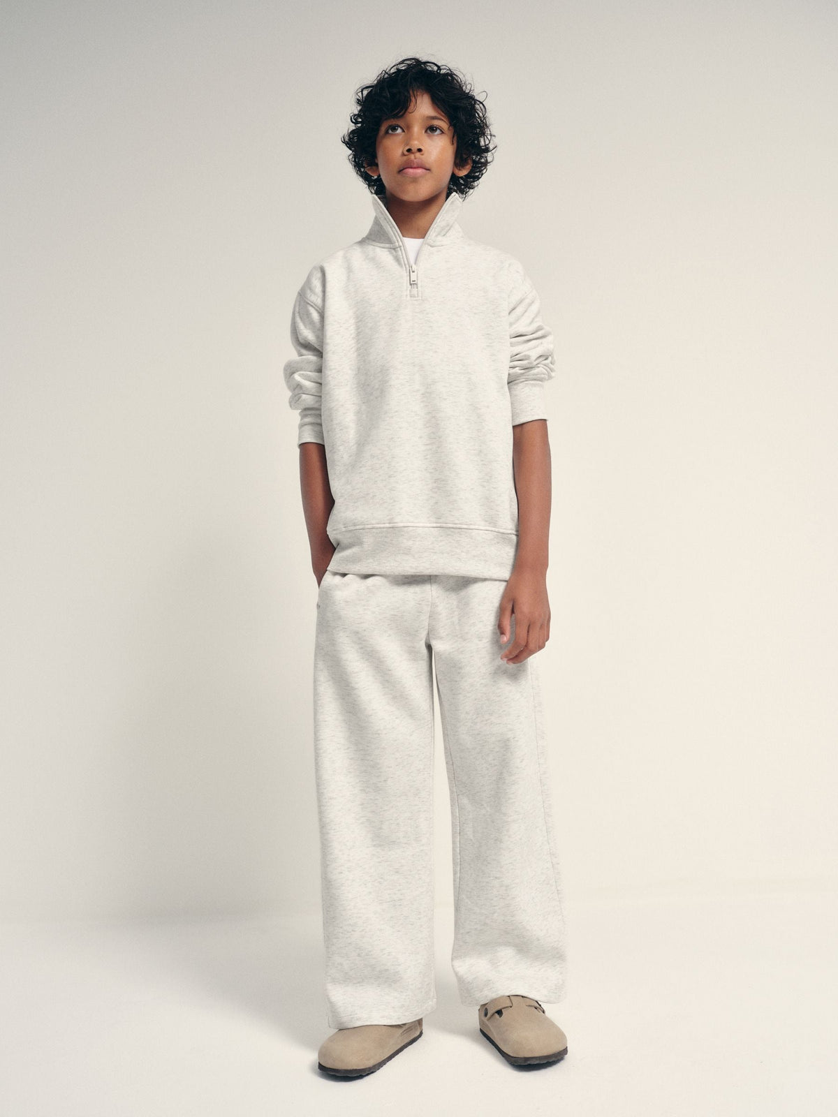 The Set Quarter Zip Neck and Wide Leg Joggers Grey