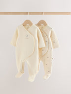 White Sheep Quilted 1 Tog Sleepsuits 2 Pack