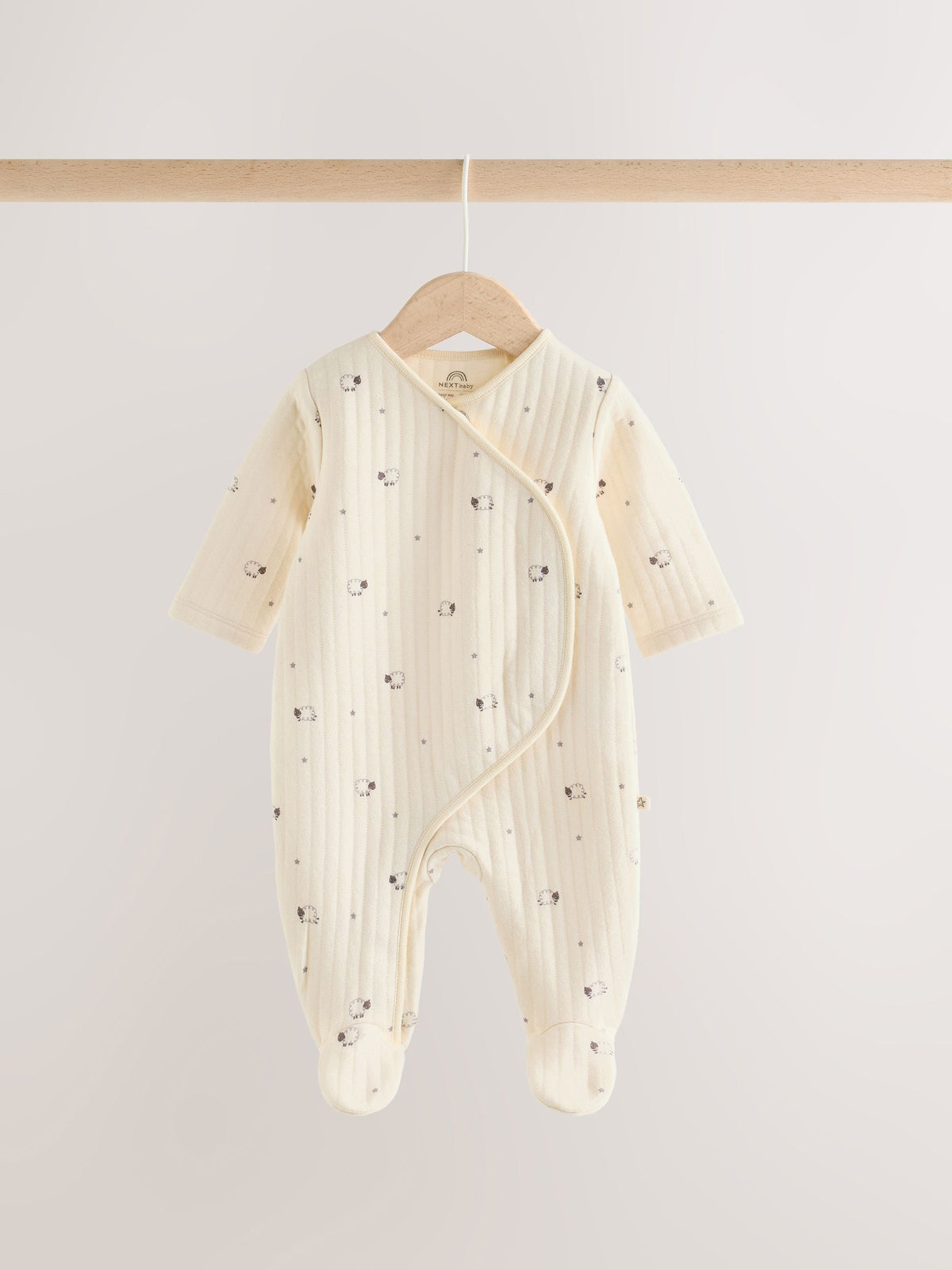 White Sheep Quilted 1 Tog Sleepsuits 2 Pack