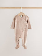 Neutral Fleece Baby Sleepsuits 2 Pack