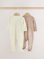 Neutral Fleece Baby Sleepsuits 2 Pack