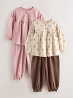 Pink Long Sleeve Blouse and Bloomer Trousers 4 Pack (3mths-7yrs)