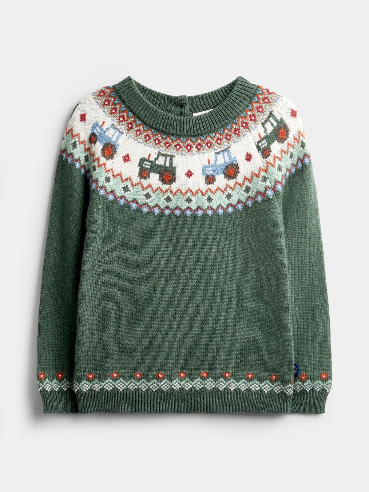 JoJo Maman Bébé Green Tractor Fairisle Knitted Jumper & Leggings Set