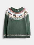 JoJo Maman Bébé Green Tractor Fairisle Knitted Jumper & Leggings Set