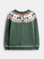 JoJo Maman Bébé Green Tractor Fairisle Knitted Jumper & Leggings Set