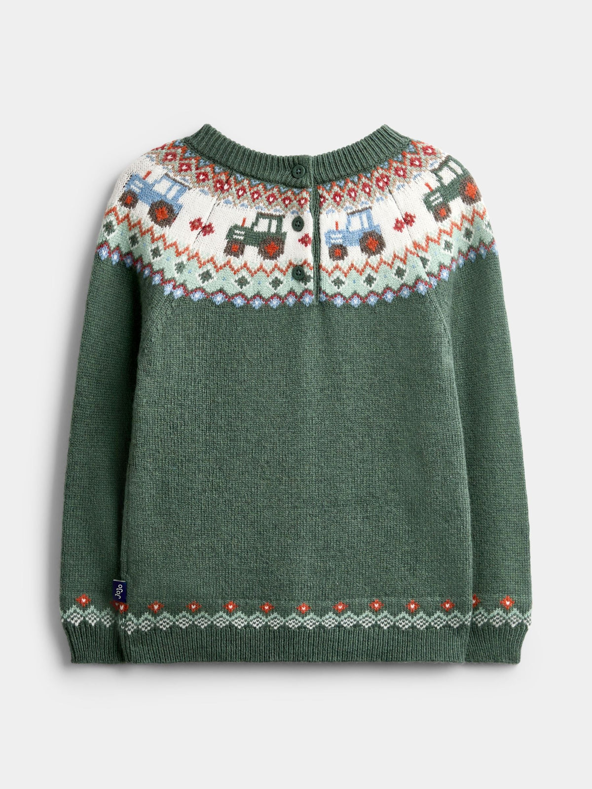 JoJo Maman Bébé Green Tractor Fairisle Knitted Jumper & Leggings Set
