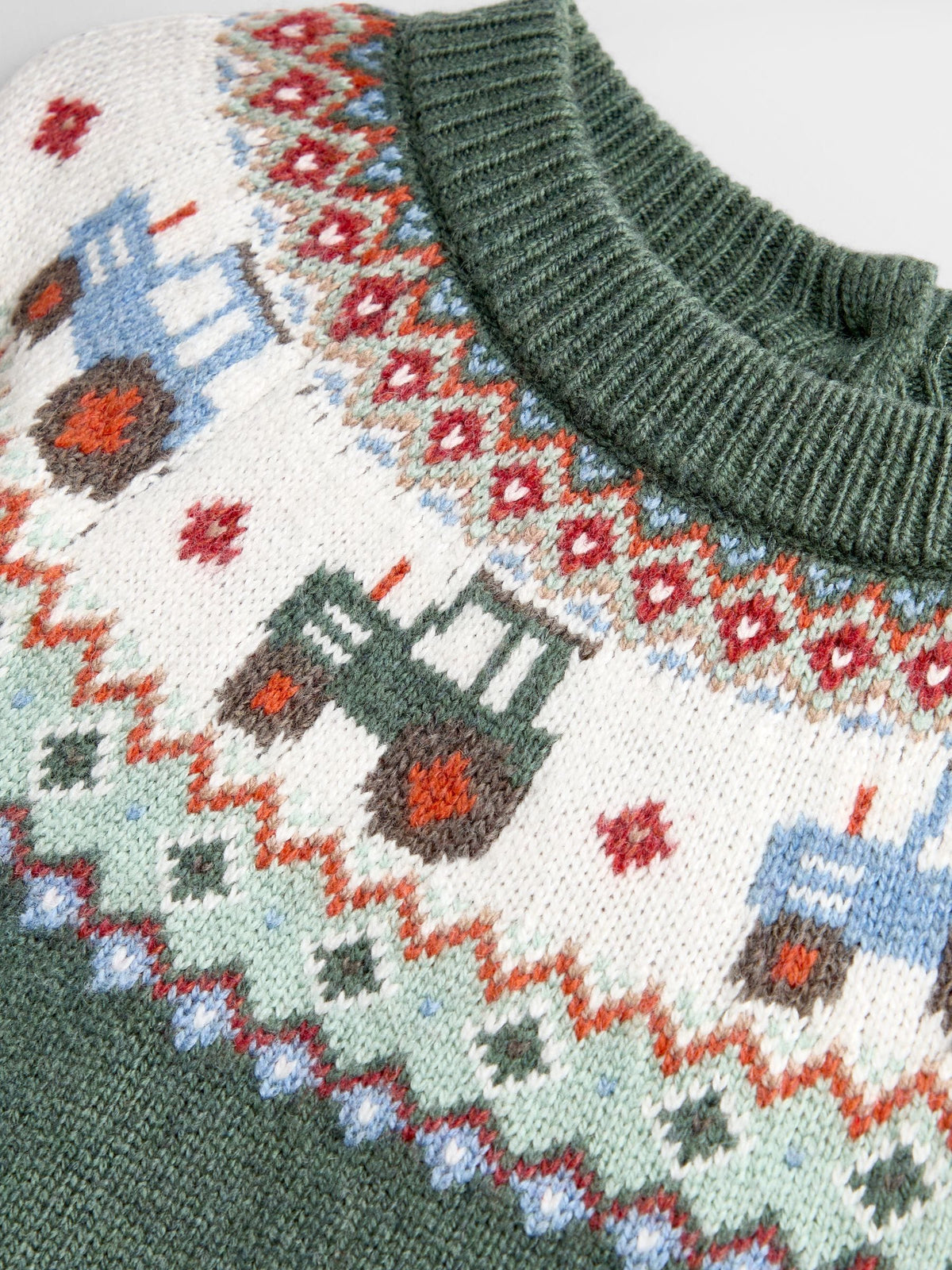 JoJo Maman Bébé Green Tractor Fairisle Knitted Jumper & Leggings Set