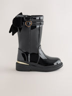 Black Patent Bow Detail Tall Boots