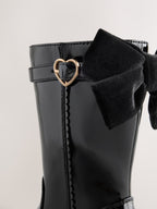 Black Patent Bow Detail Tall Boots