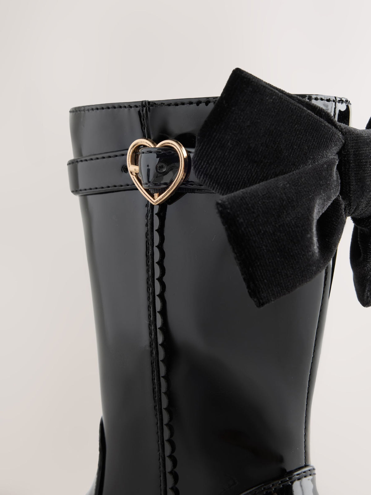 Black Patent Bow Detail Tall Boots