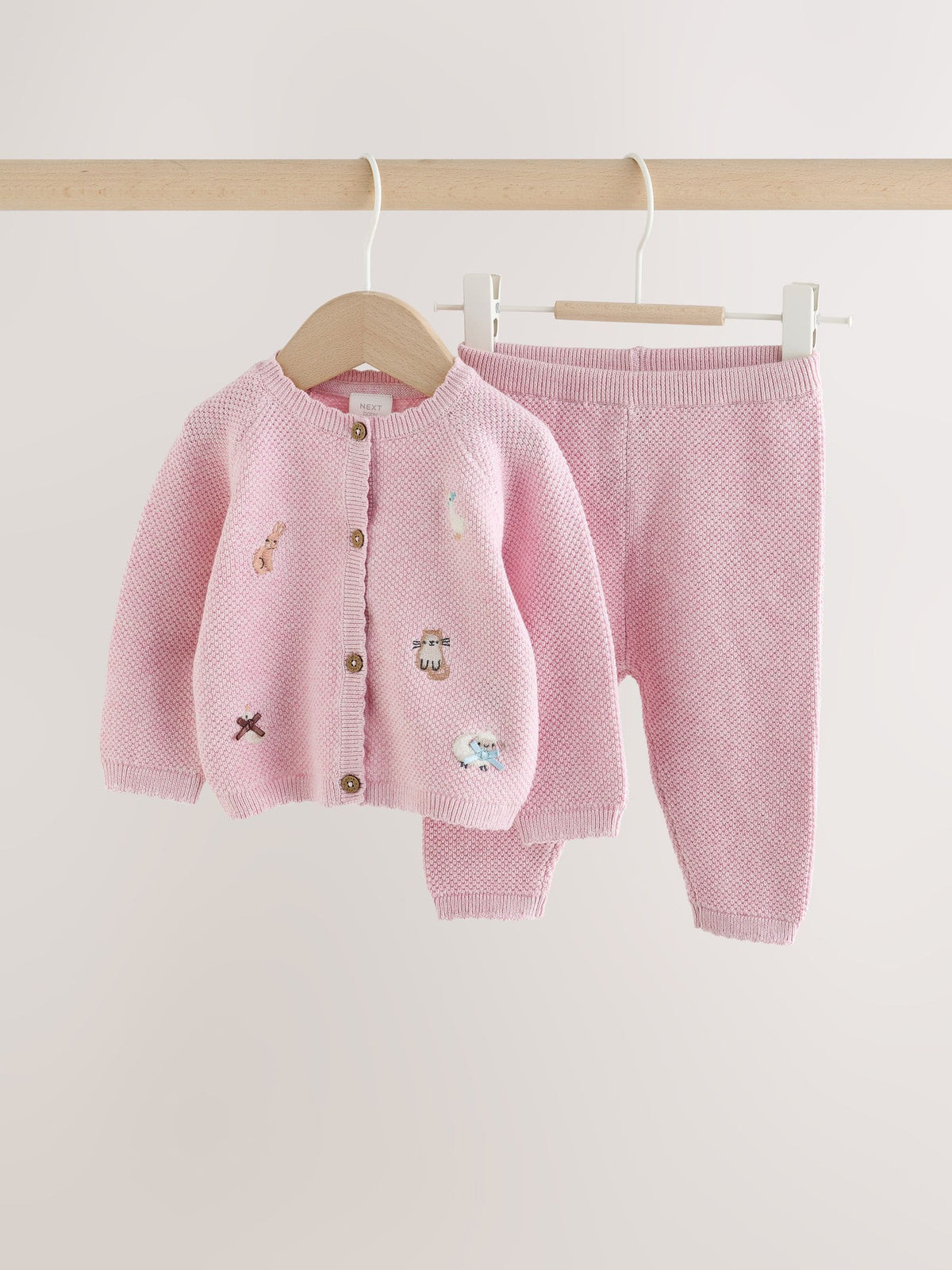 Pink Embroidered Character Baby Cardigan and Leggings Set 2 Piece (0mths-2yrs)
