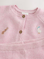 Pink Embroidered Character Baby Cardigan and Leggings Set 2 Piece (0mths-2yrs)