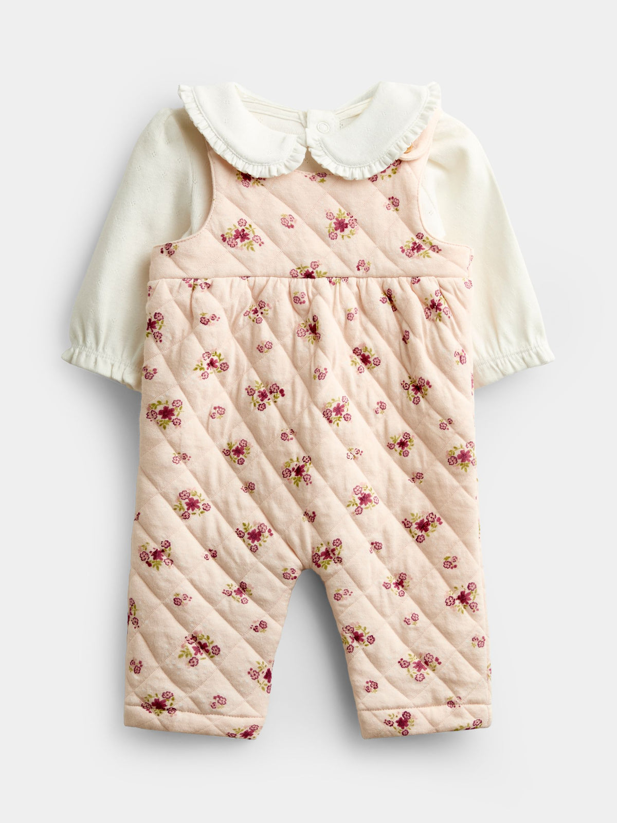 JoJo Maman Bébé Pink Floral Dungaree Set