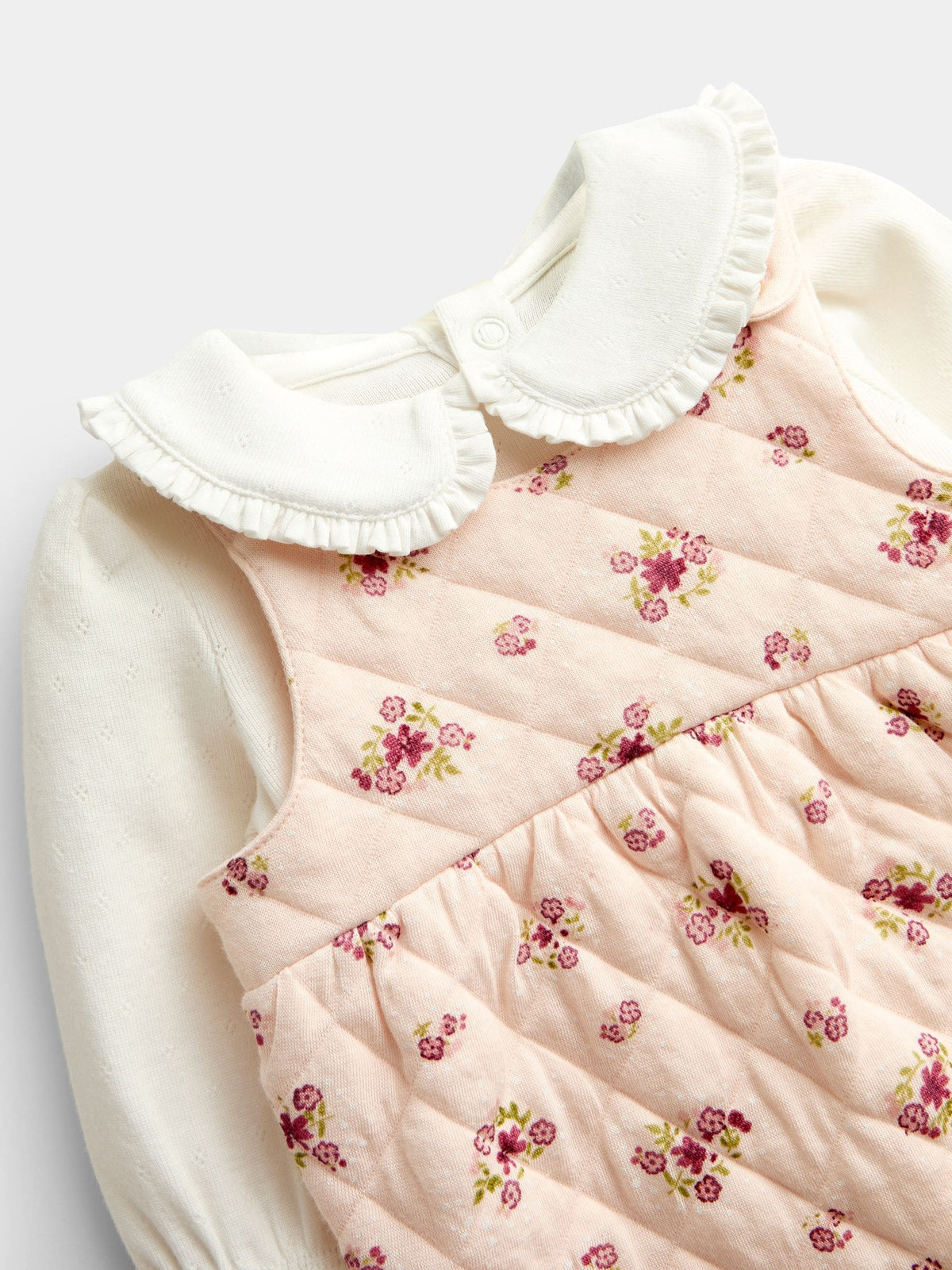 JoJo Maman Bébé Pink Floral Dungaree Set