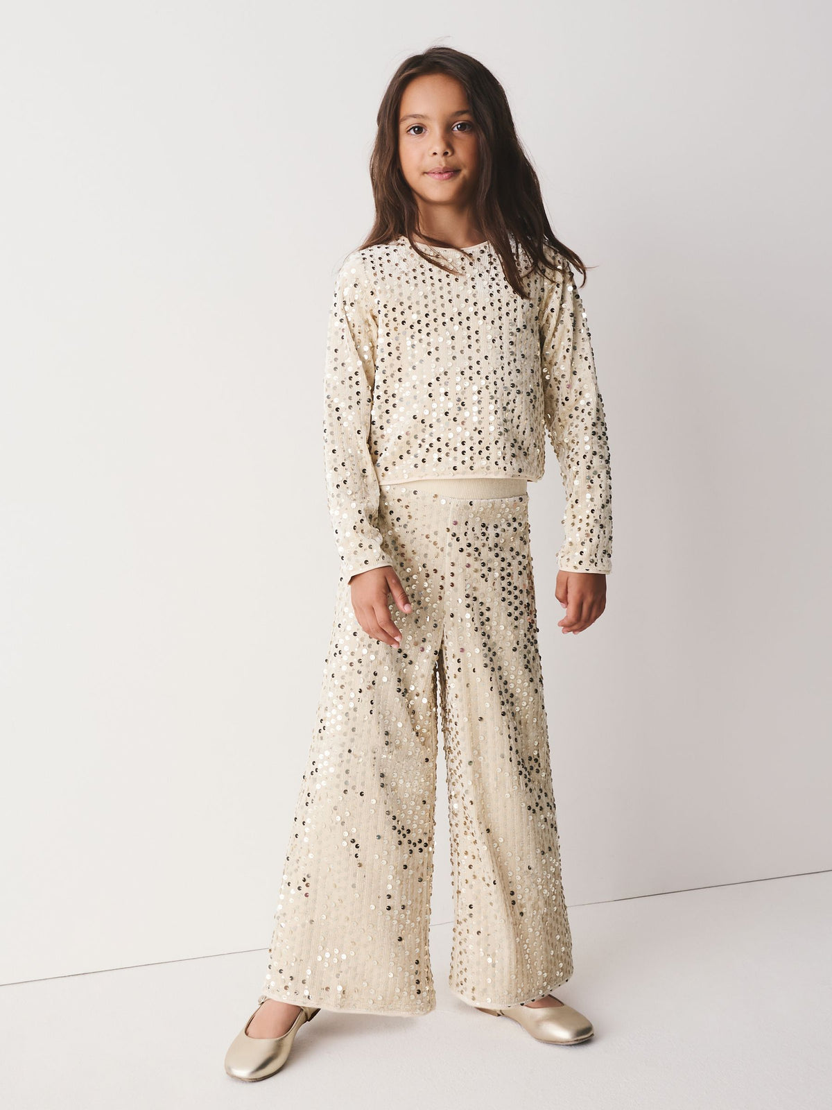 Cream Sequin Top & Legging Set (3-16yrs)