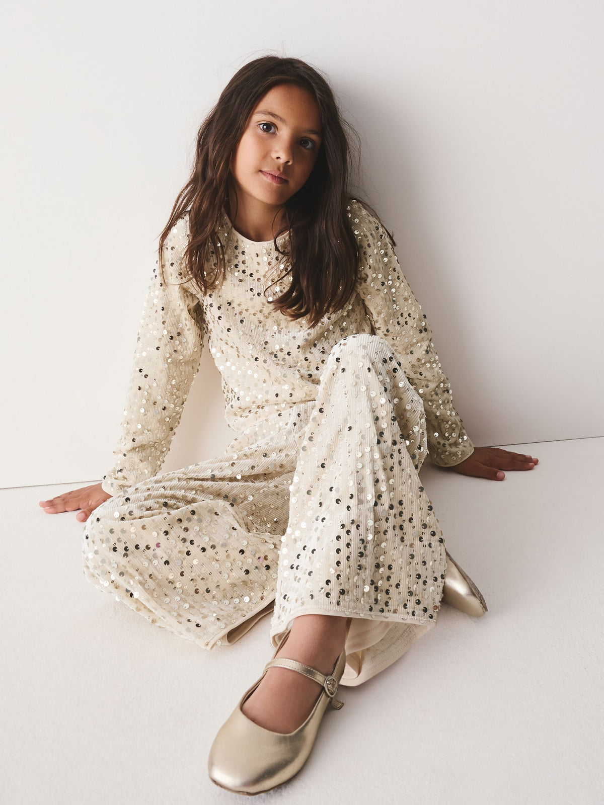 Cream Sequin Top & Legging Set (3-16yrs)