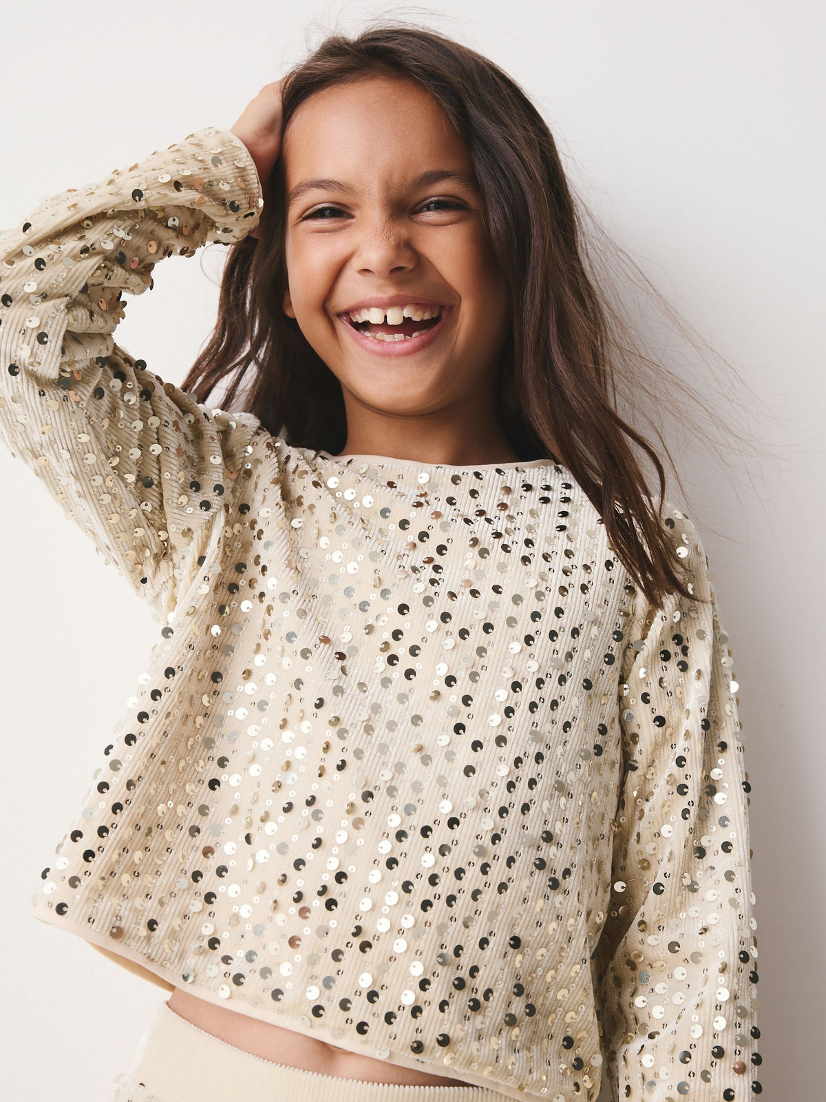 Cream Sequin Top & Legging Set (3-16yrs)