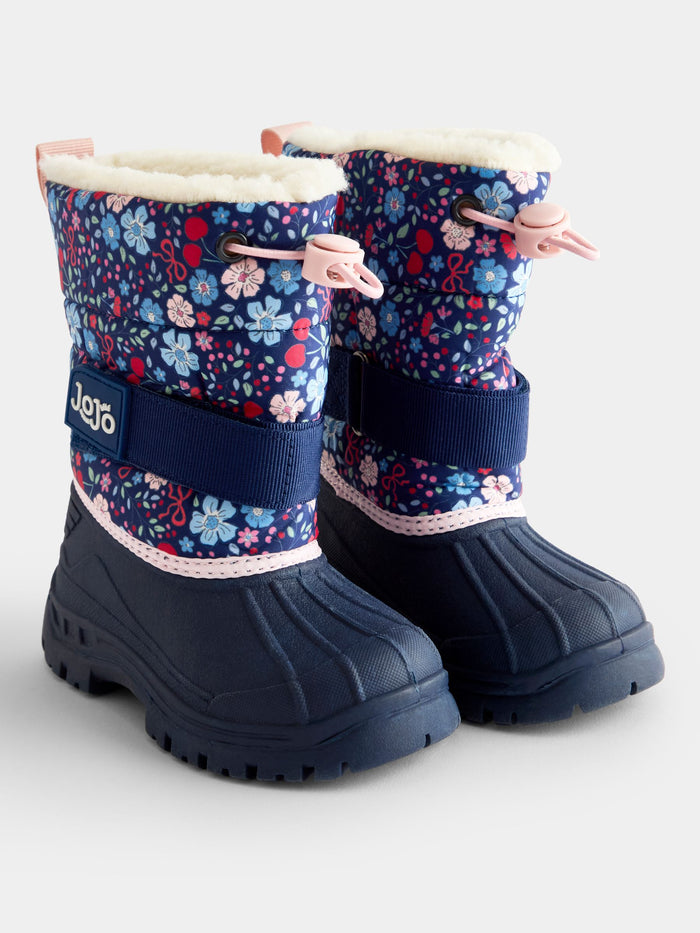 JoJo Maman Bébé Blue Floral Alpine Snow Boots