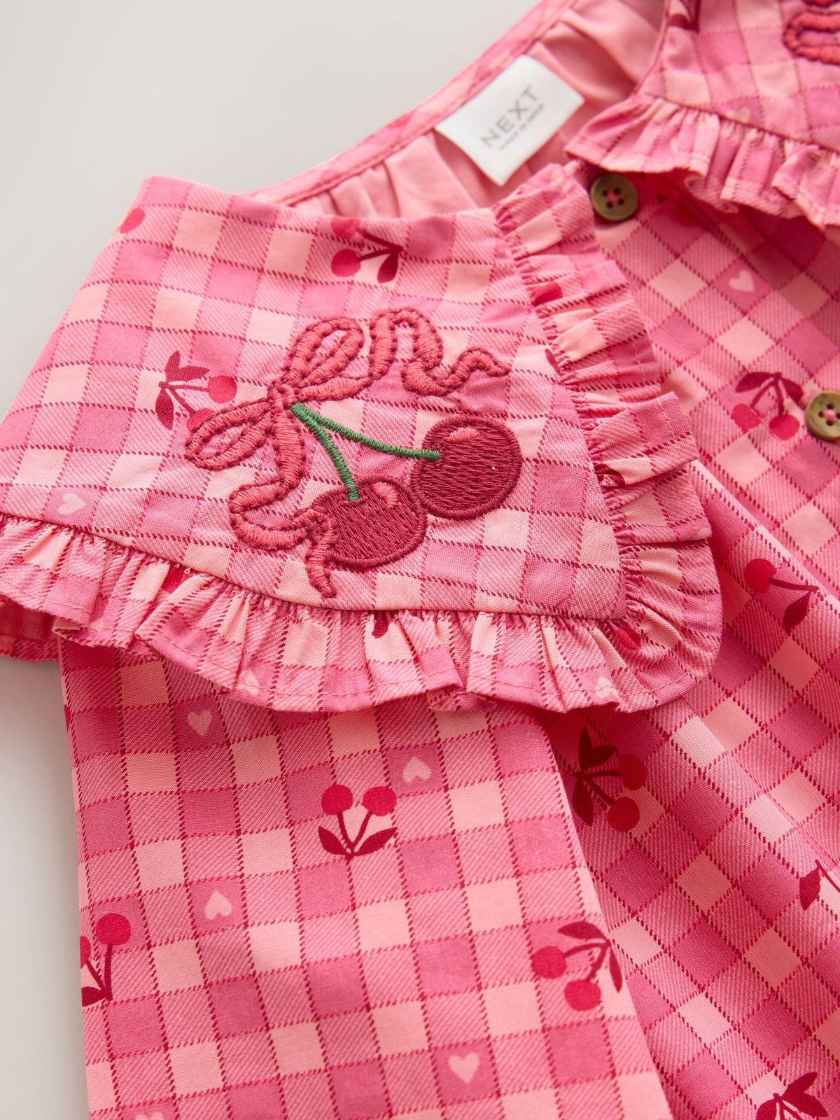 Pink Gingham Cherry Blouse (3-16yrs)