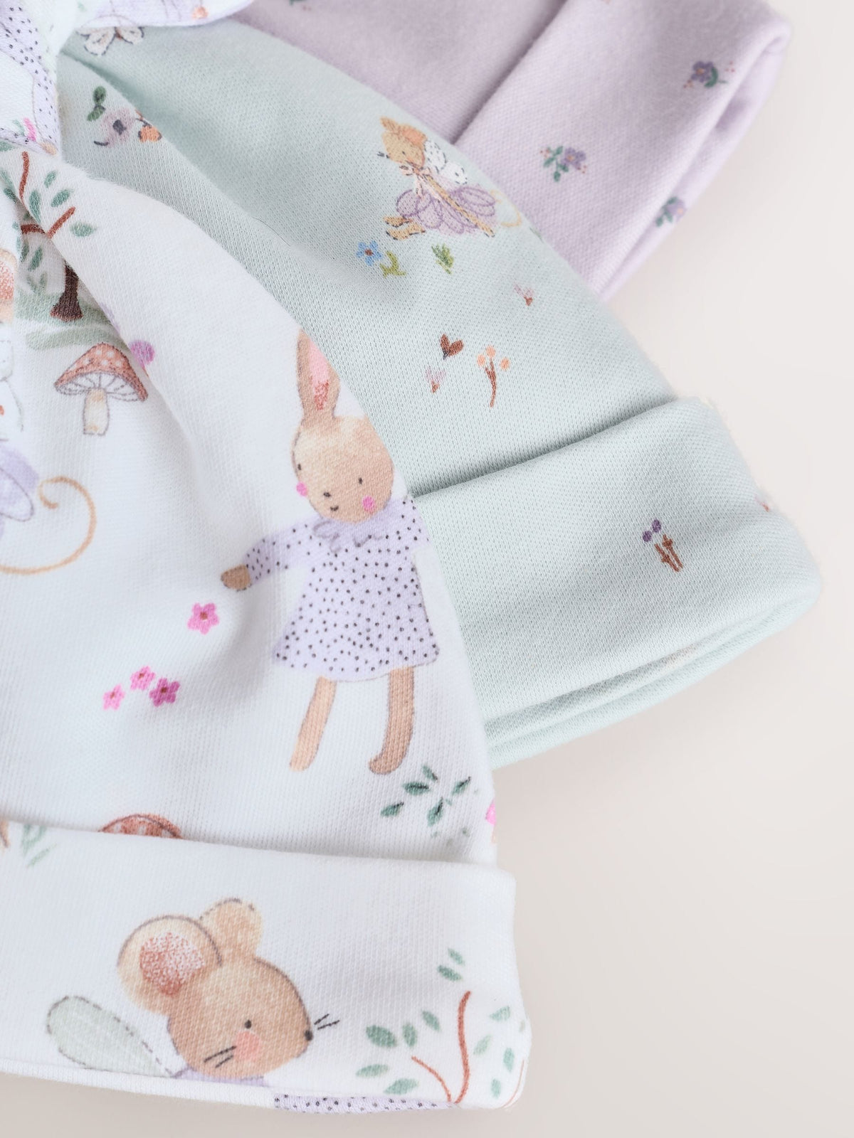 Lilac Fairy Mouse Tie Top Baby Hat 3 Pack (0-12mths)