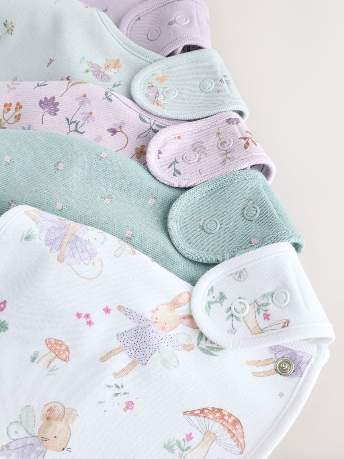 Lilac Fairy Mouse Baby Bibs 5 Pack