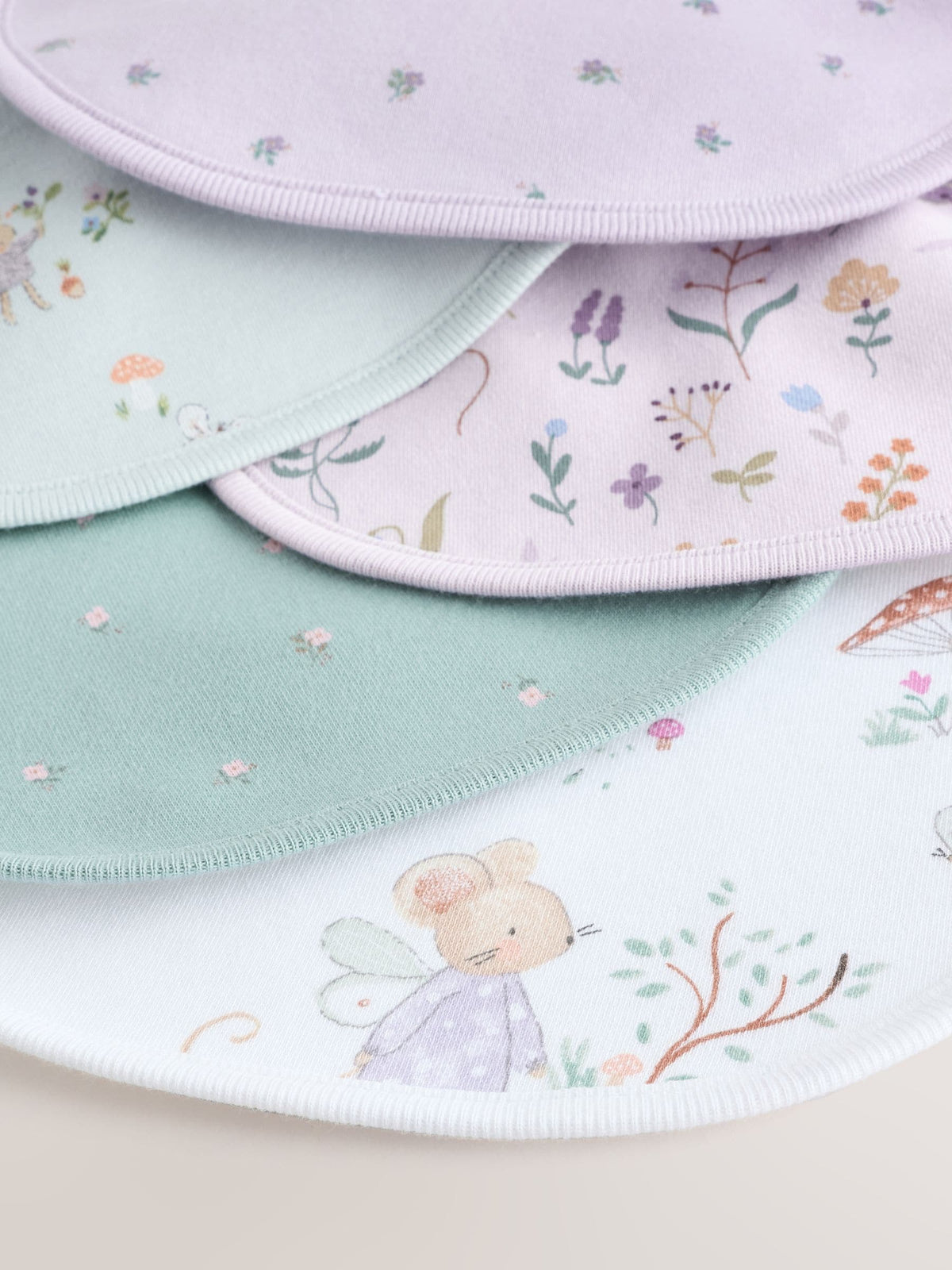 Lilac Fairy Mouse Baby Bibs 5 Pack