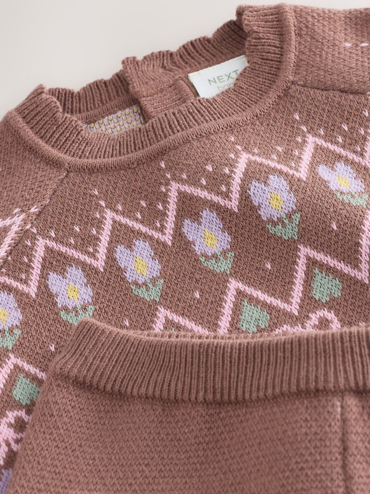 Chocolate Brown Fairisle Knitted Jumper and Legging Baby Set 2 Piece (0mths-2yrs)