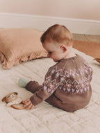Chocolate Brown Fairisle Knitted Jumper and Legging Baby Set 2 Piece (0mths-2yrs)