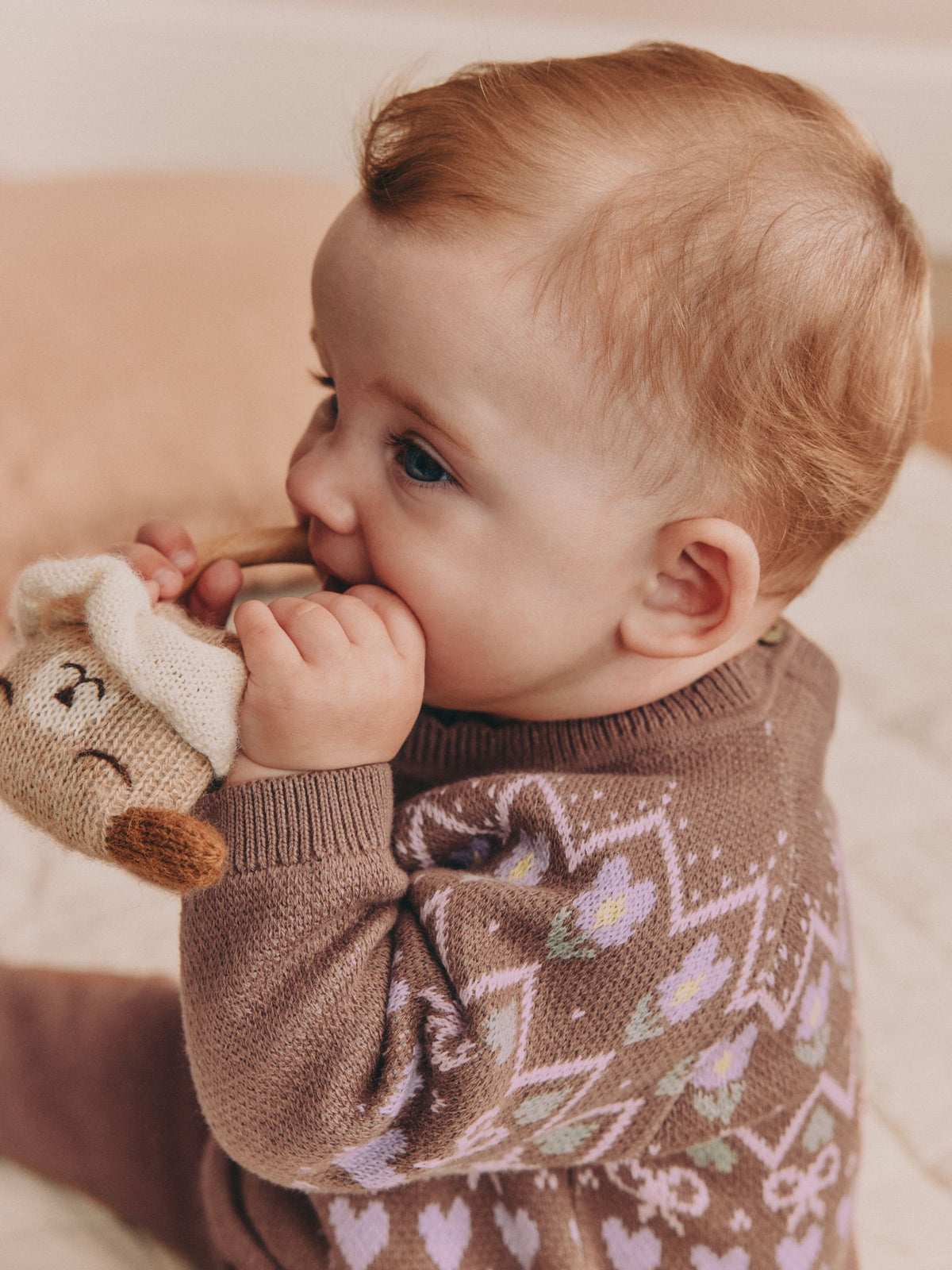 Chocolate Brown Fairisle Knitted Jumper and Legging Baby Set 2 Piece (0mths-2yrs)