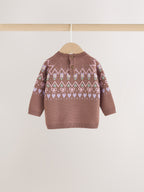Chocolate Brown Fairisle Knitted Jumper and Legging Baby Set 2 Piece (0mths-2yrs)