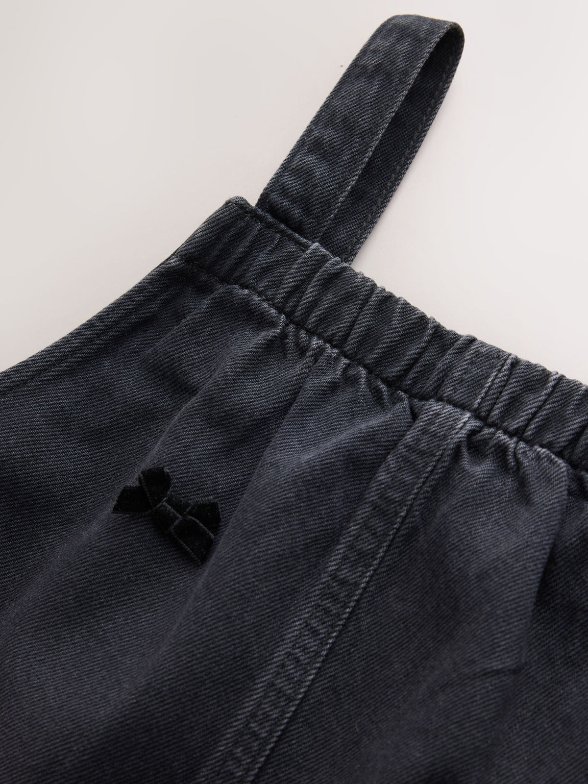 Charcoal Grey Velvet Bow Dungarees (3-16yrs)