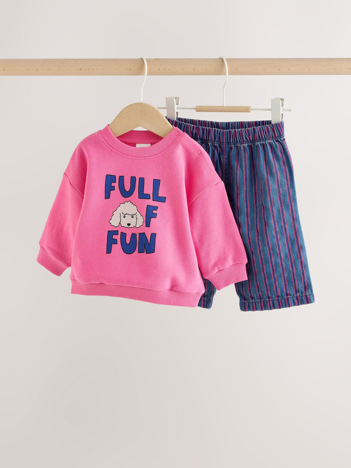 Pink Poodle Baby Sweat Top And Wide Leg Trousers Set 2 Piece (0mths-2yrs)