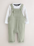 Baker by Ted Baker Green 2 Piece Dungaree and Stripe T-Shirts Set