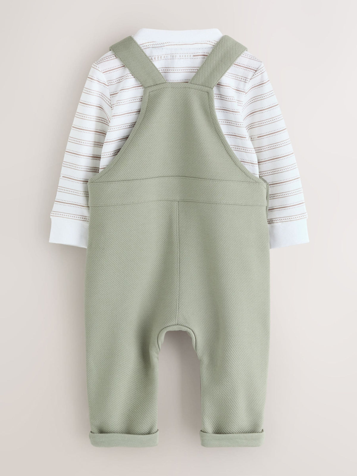 Baker by Ted Baker Green 2 Piece Dungaree and Stripe T-Shirts Set