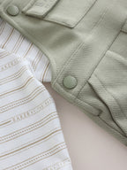 Baker by Ted Baker Green 2 Piece Dungaree and Stripe T-Shirts Set