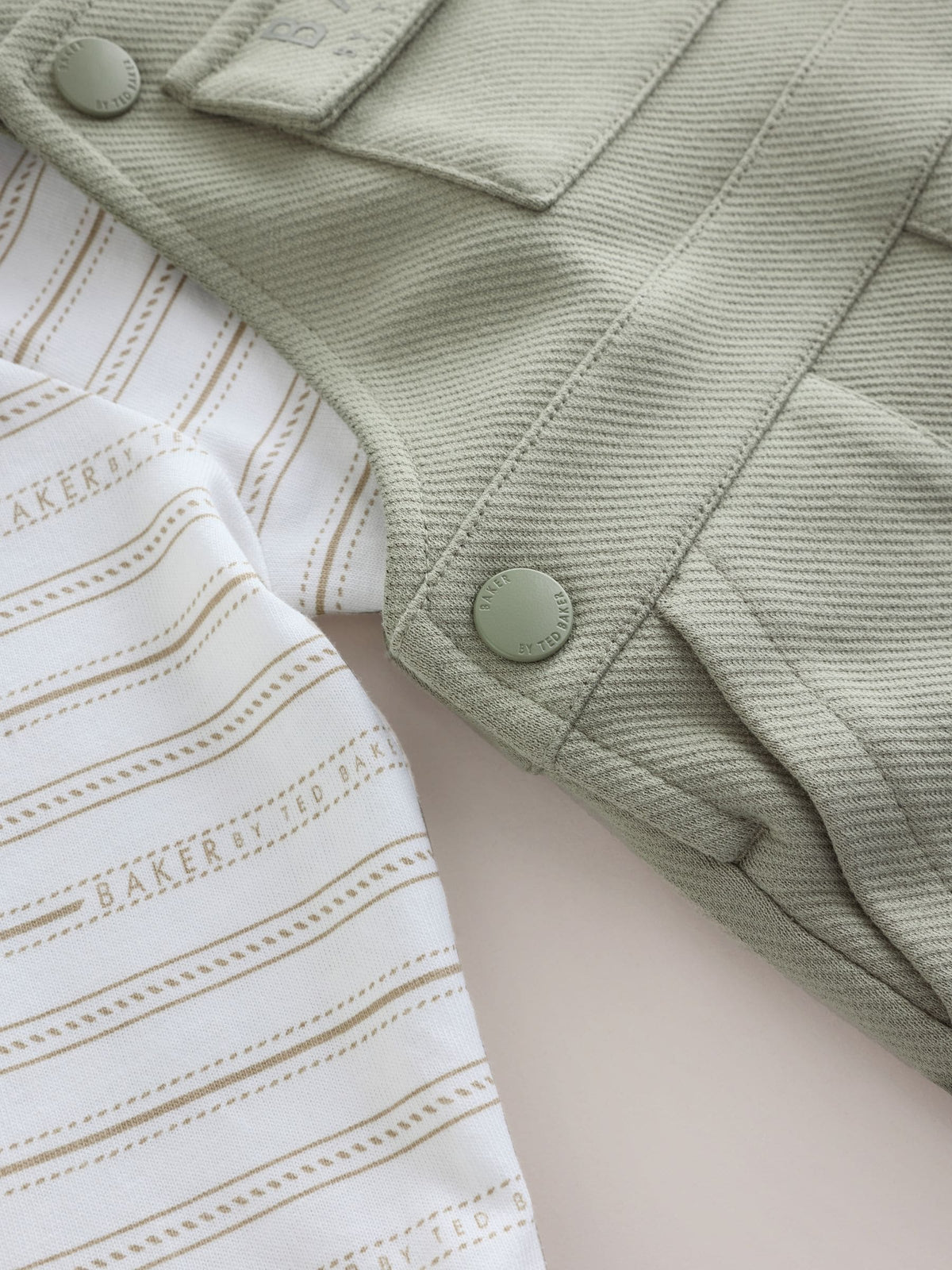 Baker by Ted Baker Green 2 Piece Dungaree and Stripe T-Shirts Set