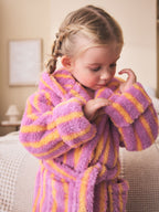Pink/Orange Stripe Fleece Dressing Gown (9mths-16yrs)
