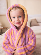 Pink/Orange Stripe Fleece Dressing Gown (9mths-16yrs)