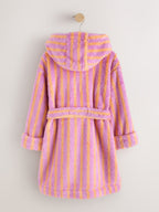 Pink/Orange Stripe Fleece Dressing Gown (9mths-16yrs)
