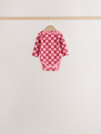 Red/Pink Bow Long Sleeve Baby Bodysuits 5 Pack