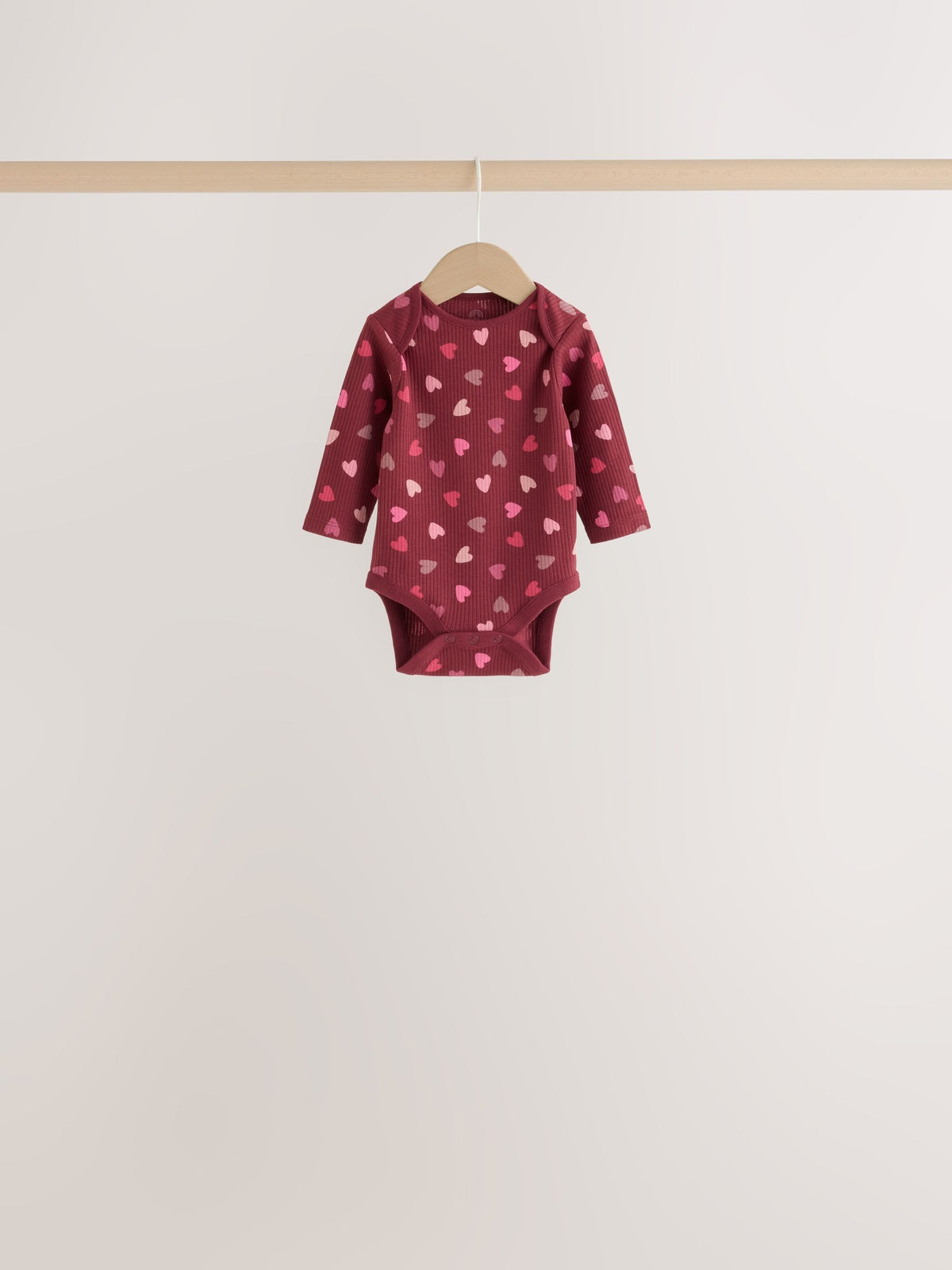 Red/Pink Bow Long Sleeve Baby Bodysuits 5 Pack