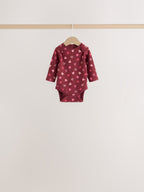 Red/Pink Bow Long Sleeve Baby Bodysuits 5 Pack